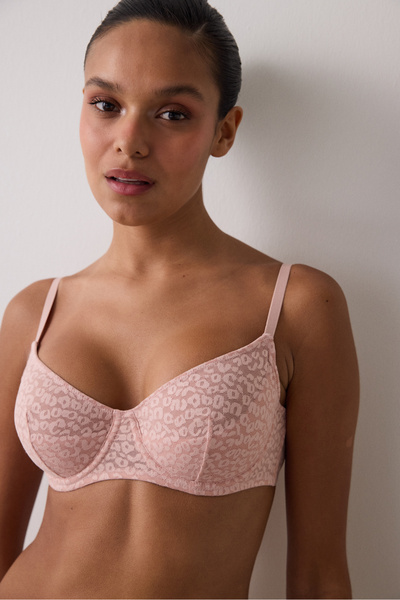 Penti Dusty Rose Valeria květinově vzorovaná krajková podprsenka s kosticemi a bez výplně