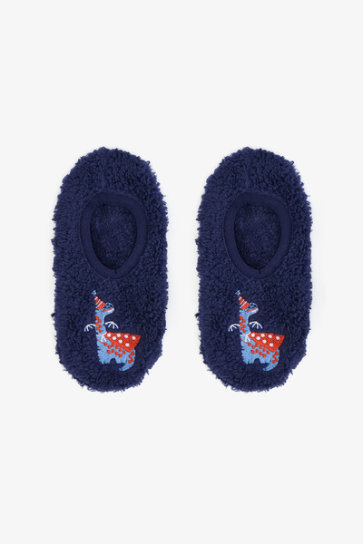 Penti Μποτάκια για το σπίτι με αντιολισθητική σόλα με κέντημα με σχέδιο δεινοσαύρων Dark Indigo Boy