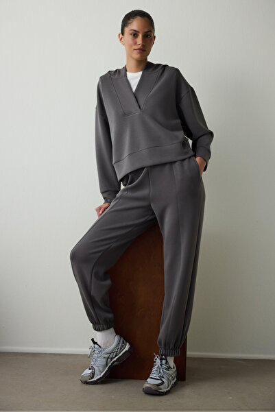 Penti Anthracite Hooded Modal Crop Sweatshirt