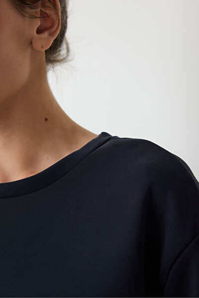 Penti Black Crew Neck Oversize Modal Short Sweatshirt