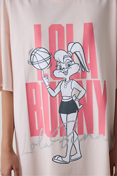 Penti Light Pink Looney Tunes Lola Bunny Cotton Short Sleeve Thermal Effect Nightgown