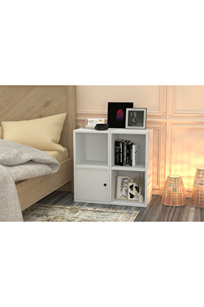 Nettrends Rafli Kapakli Komodin Beyaz 65 Cm Kmd-1008-ç