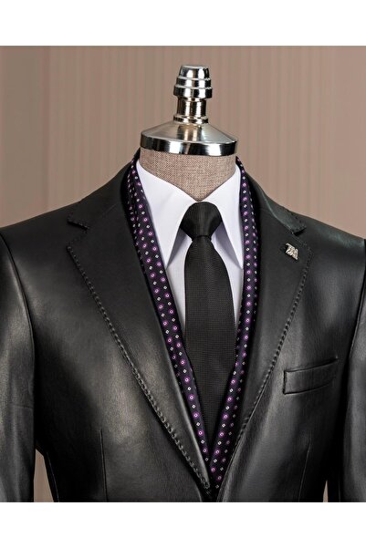 TerziAdemAltun Ανδρικό μονό γιακά από συνθετικό δέρμα σε λεπτή εφαρμογή ιταλικού στυλ T10846