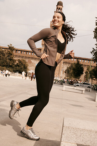 Penti Anthracite Slim Fit Zippered Jacket with Corset Detail