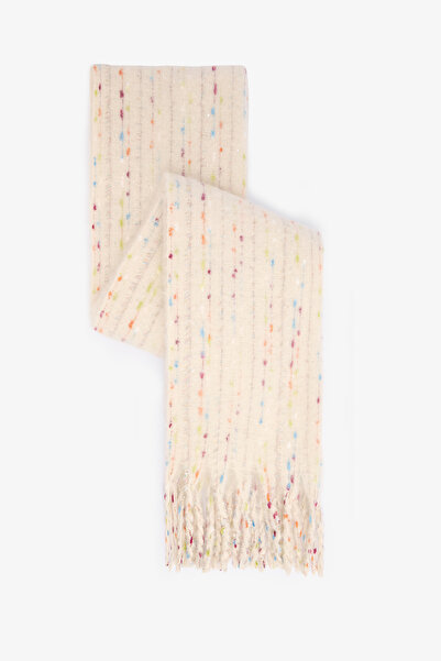Penti Ecru Judy Glitter Striped Soft Textured Scarf
