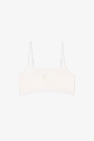 Penti Off-White Girl's Heart Adjustable Strap Crop Bustier