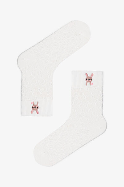 Penti 3 Pairs of Cotton Self-Patterned Rabbit Embroidered Socks