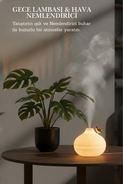 NEFFO Kuş Tasarımlı Hava Nemlendirici – Ultrasonik Difüzör & Gece Lambası