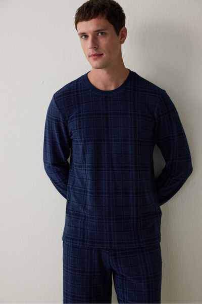Penti Ανδρικό σετ πιτζάμες από βαμβακερό καρό oversize