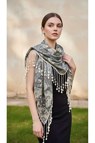 Gönülden Tasarım Double Sided Patterned Tassel Women's Scarf Shawl 155X55 cm