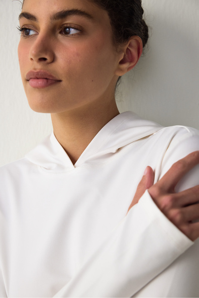 Penti White Thermal Effect Long Sleeve Hooded Top