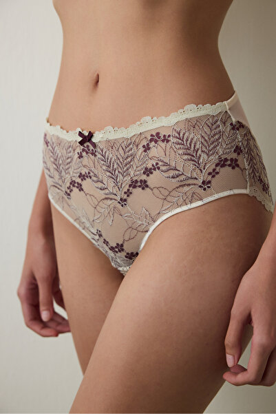 Penti Beige Brode Embroidered High Waist Slip Panties