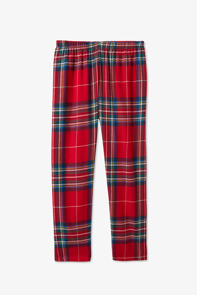 Penti Red Unisex Children's Dark Plaid Buttoned Pajama Set
