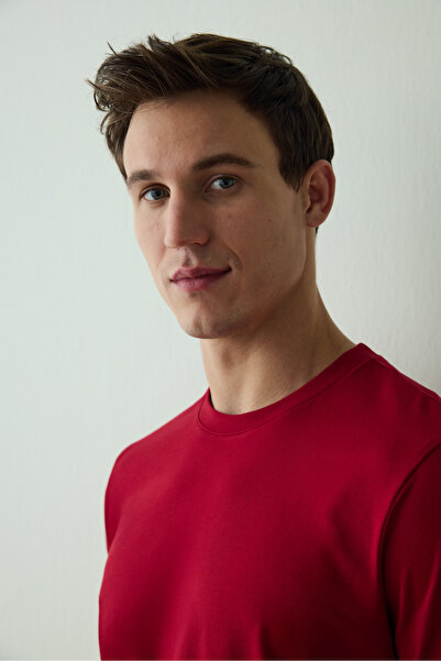 Penti Pánská bavlněná pyžamová souprava s krátkým rukávem a sloganem v bordó barvě