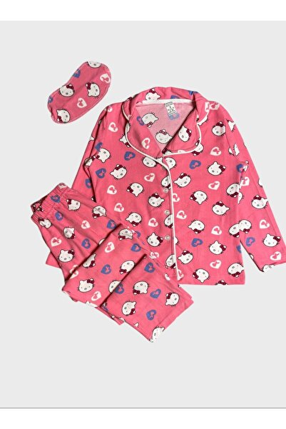 tusem butik homewear Set de pijamale pentru fete din bumbac din piele intoars...