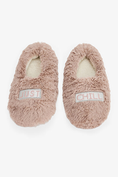 Penti Stone Color Just Chill Slogan Embroidered Home Slippers