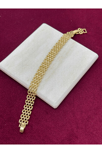 14 K Renginde Hasır Örgü Model Gold Bileklik