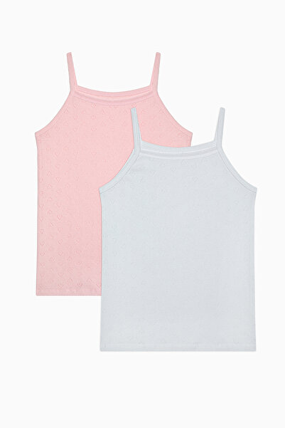 Penti Girl's Lovely Pointel Cotton Multi-Colored 2-Piece Undershirt