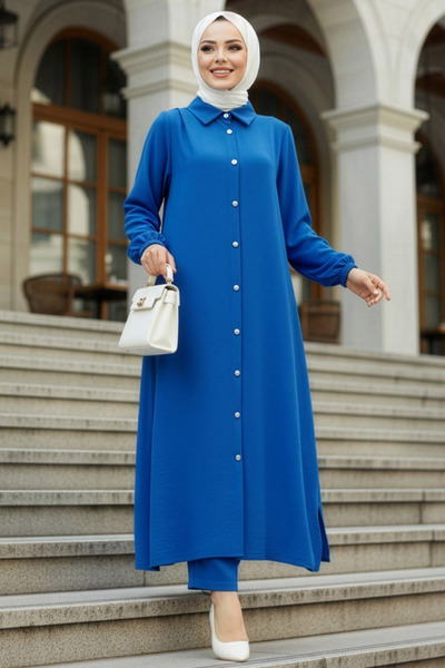 Neva Style Μπλε Ινδικό Μπλε Τζαμάτικο Σετ Με Κουμπιά 10101IM