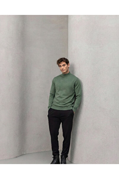 Valiberta Fincher Yarım Balıkçı Fit Капюшонний чоловічий светр - Зелений