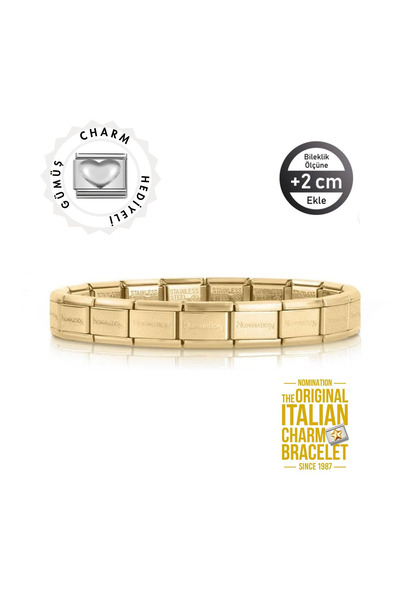 NOMİNATİON Orijinal İtalyan Charm Bileklik Kişiselleştirilebilir Altın Sarısı Made in Italy