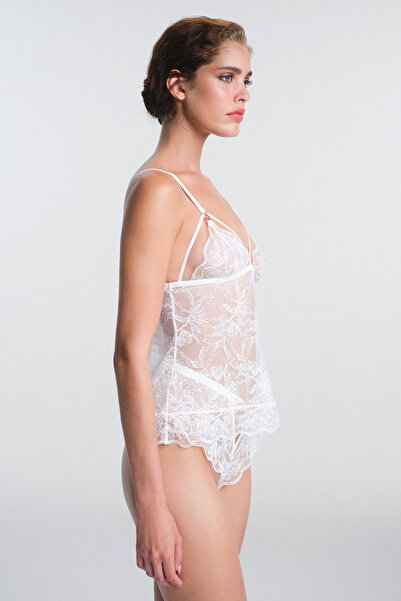 Penti Off-White Scarlett Floral Lace V-Neck Unlined Tank Top