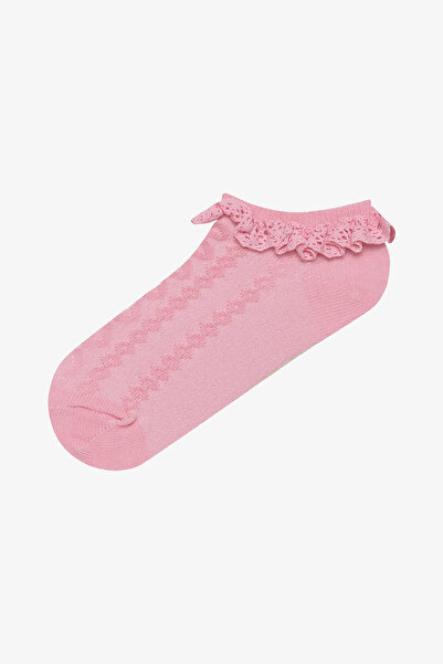 Penti Zweiteilige mehrfarbige Booties-Socken für Mädchen mit süßer Spitze in Pinky