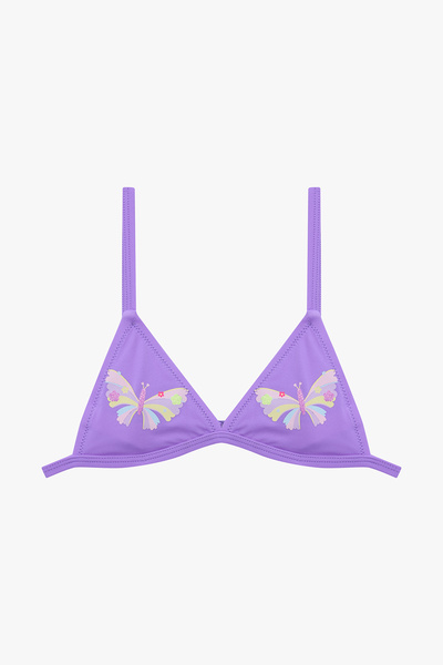 Penti Σετ μπικίνι λιλά κοριτσίστικο πεταλούδα βολάν τρίγωνο