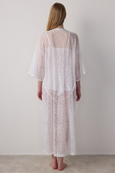 Penti Off White Bridal Lace Detailed Bridal Dressing Gown