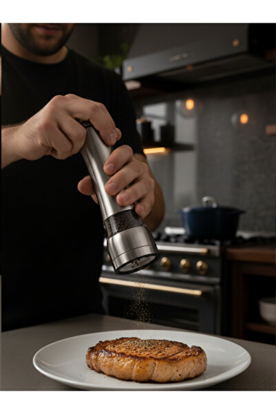 Viyalente 2'li Cam Gövdeli Paslanmaz Çelik Kapaklı Tuz Karabiber Değirmeni Tuz Karabiber Öğütücü