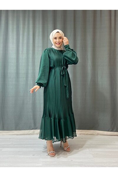 Papatya Giyim İzmit Γυναικείο φόρεμα σιφόν με πλισέ Janjan Hijab