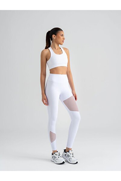 LizzSpor Kadın Beyaz Fileli Toparlayıcı Tayt