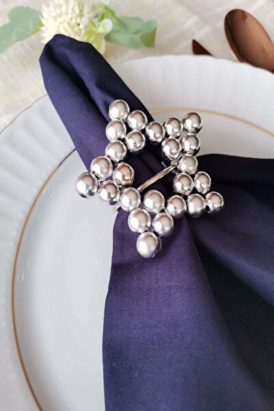 Emtory Home 6 Adet Metal Halkalı Parlak Ahşap Boncuklu Peçete Yüzüğü - Yılbaş...