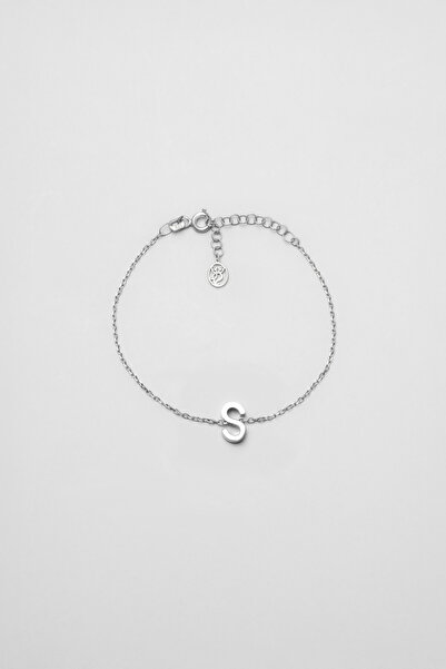 So CHIC... My Story S Harfi 18 Ayar Beyaz Altın Kaplama 18 Cm Gümüş Bileklik