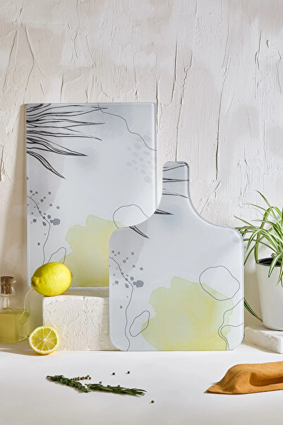 Lora Bianca طقم لوح تقطيع زجاجي بوهيمي مكون من قطعتين - 25 × 35 - لوح تقطيع م...