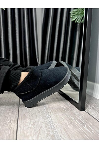 Zubiy Kız Çocuk Bebek Siyah Ultra Mini Süet Bot Içi Kürklü Kışlık Taban Ug Bot