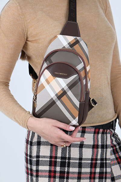 Silver Polo Geantă de corp pentru femei kaki - maro SP959