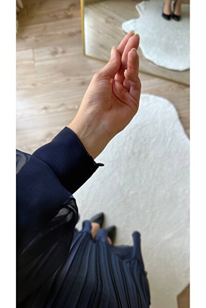 BestShopping Βραδινό φόρεμα με πλισέ Janjan Navy Blue