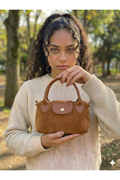 PurpleART حقيبة يد وكتف صغيرة من جلد الغزال للنساء مقاس 13×20 سم