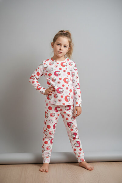 Zekalya Σετ πιτζάμες για κορίτσια με χαριτωμένο σχέδιο γατιού - Βαμβακερό ύφασμα Interlock