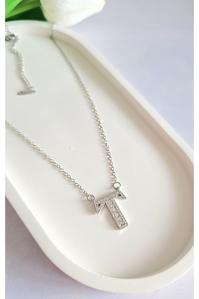 MİLUNXTE قلادة حرف T - قلادة حرف T - قلادة حرف من الفولاذ - قلادة فولاذية مع ...