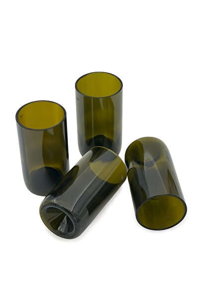 Reglasstic Sip & Sustain – El Yapımı Upcycle 4'lü Cam Bardak Seti (Koyu Yeşil...