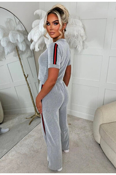 Genel Markalar Kadın Ottoman Kumaş şerit Detaylı Ikili Takım