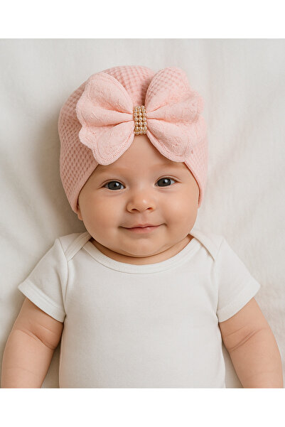 BABY WEAR Kız Bebek Fiyonk Detaylı Bone/Bandana