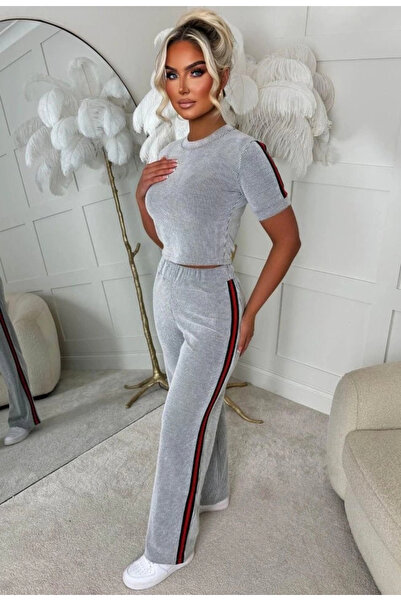 Genel Markalar Kadın Ottoman Kumaş şerit Detaylı Ikili Takım
