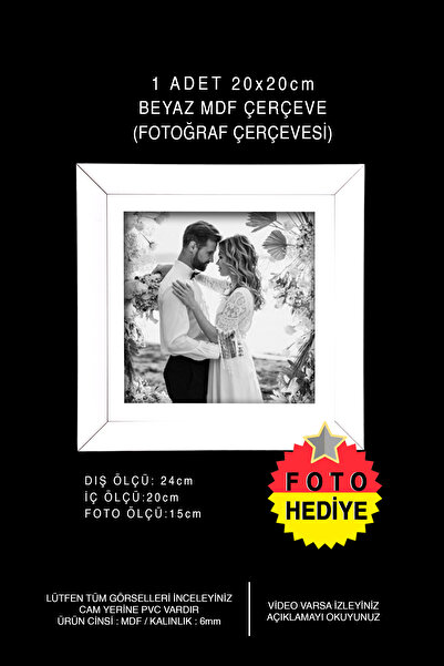 YEDİART 1 Adet 20x20 Çerçeve - Mdf Çerçeve - Fotoğraf Çerçevesi - Kare Çerçev...