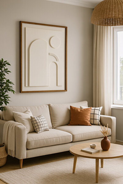 Lotus Home&More El Yapımı-Ahşap Çerçeveli-3 Boyutlu-Dokulu-Alçı Tablo-Modern ...