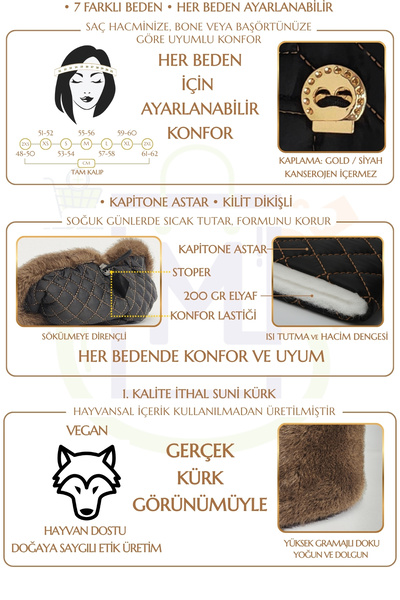 Mağazam Online Women's Winter Kalpak Hat Soft Textured Plush Faux Fur Beanie - Mink Dark Brown