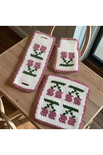 Dantelux مجموعة ألياف مهر محبوكة يدويًا مكونة من 3 قطع