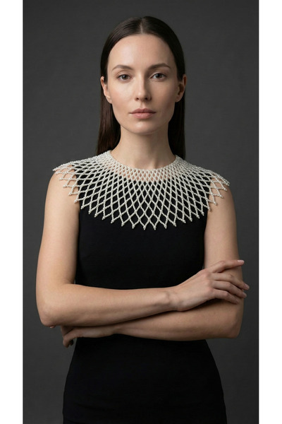 MODA EL ÖRGÜSÜ İNCİ BONCUK KOLYE